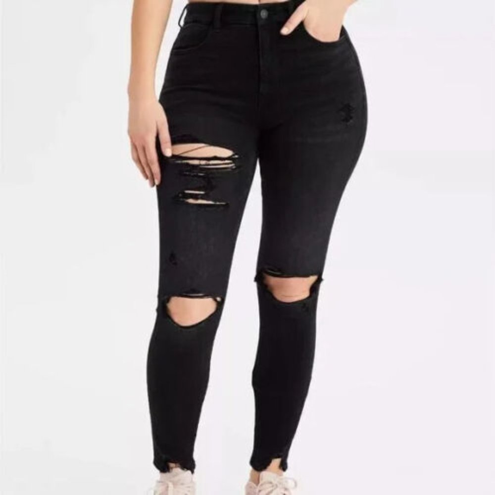 American Eagle Curvy Super Hi Rise Jegging Jeans Distressed Plus Size 24 H13693 - Picture 11 of 11